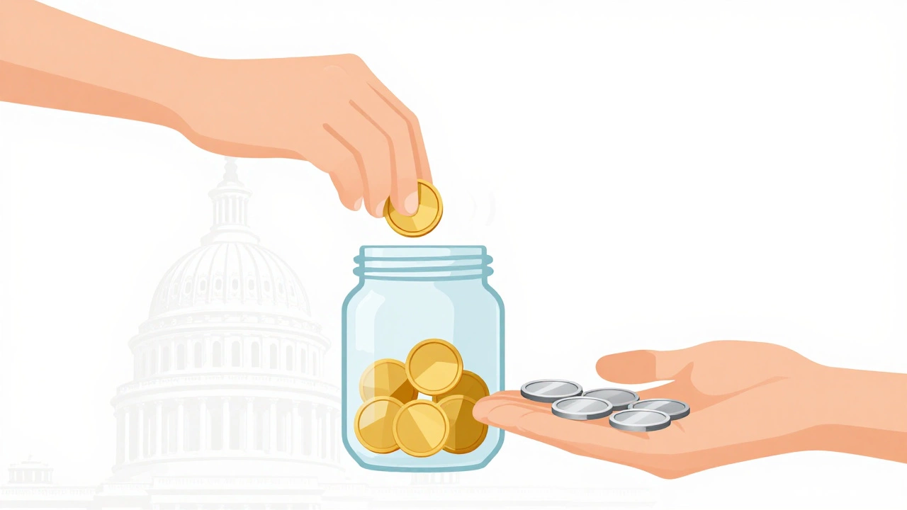 Visual metaphor for federal TSP dollar-for-dollar employer match