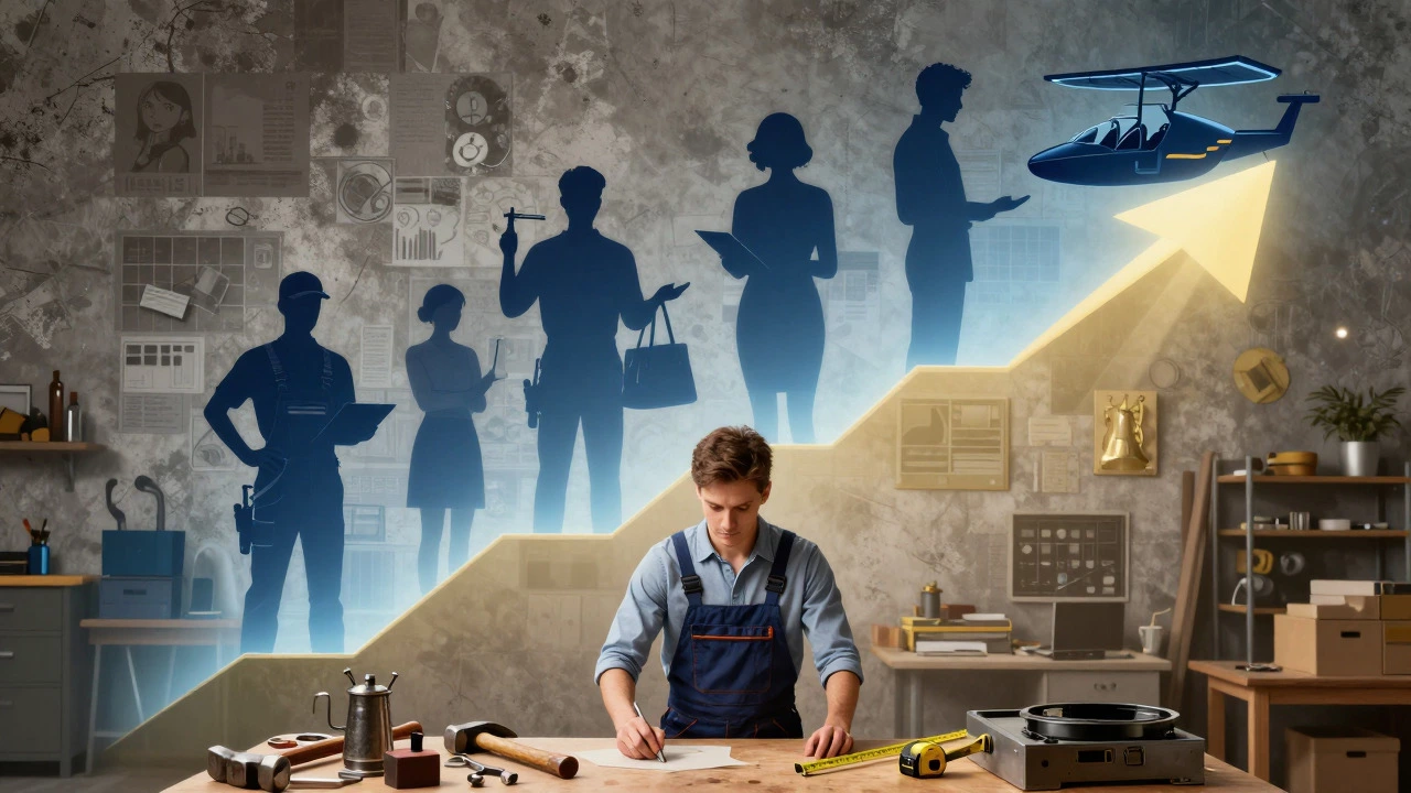 Conceptual art showing apprenticeship leading to successful vocational careers