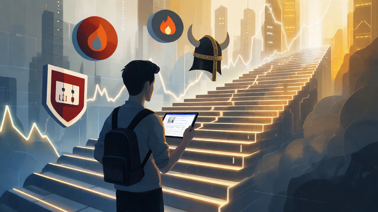 Developer climbing a path of free coding resources toward a career.